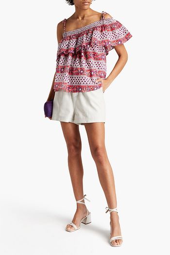 ANTIK BATIK Austin one-shoulder ruffled floral-print cotton top