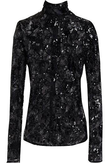 GIAMBATTISTA VALLI Embellished lace turtleneck top