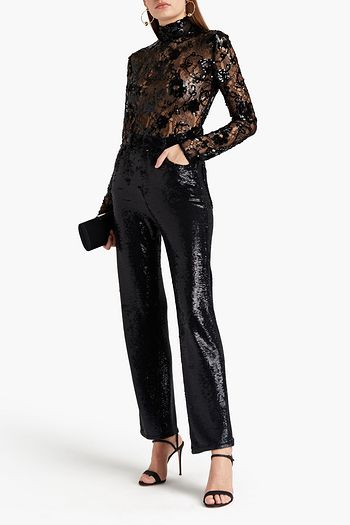 GIAMBATTISTA VALLI Embellished lace turtleneck top
