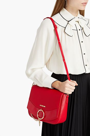 LOVE MOSCHINO Schultertasche aus strukturiertem Kunstleder mit Verzierung