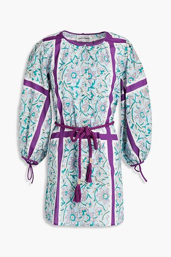 ANTIK BATIK Tasseled floral-print cotton mini dress