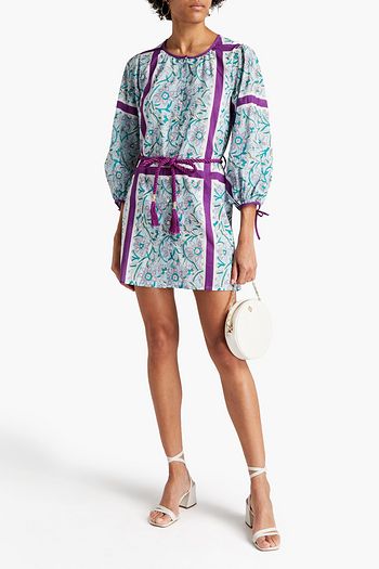 ANTIK BATIK Tasseled floral-print cotton mini dress