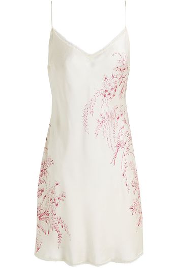 CARINE GILSON Lace-trimmed floral-print silk-satin night dress