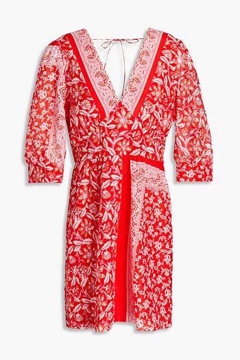 ANTIK BATIK Floral-print cotton and silk-blend voile mini dress
