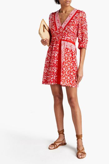 ANTIK BATIK Floral-print cotton and silk-blend voile mini dress
