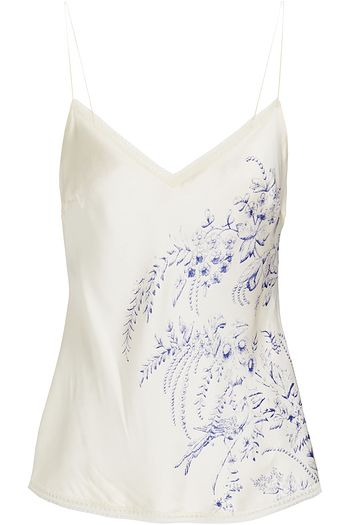 CARINE GILSON Lace-trimmed floral-print silk-satin camisole
