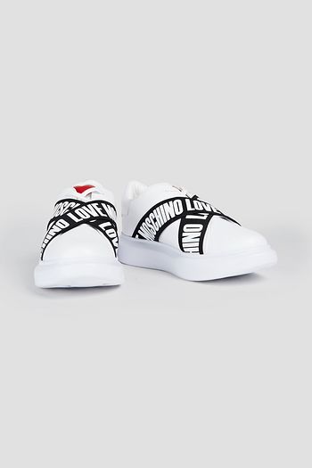 LOVE MOSCHINO Logo-print leather sneakers