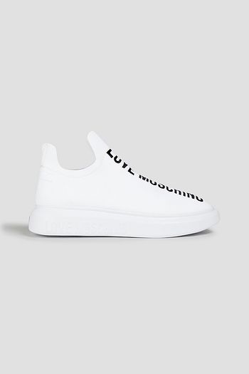 LOVE MOSCHINO Logo-embroidered knitted slip-on sneakers