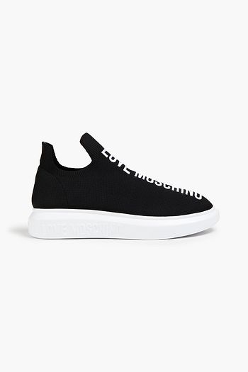 LOVE MOSCHINO Embroidered knitted sneakers