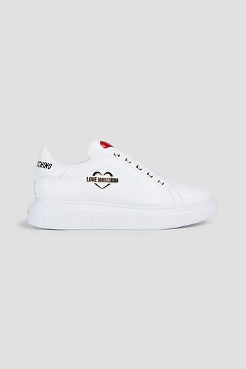 LOVE MOSCHINO Logo-appliquéd leather exaggerated-sole sneakers
