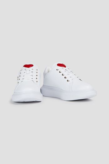 LOVE MOSCHINO Logo-appliquéd leather exaggerated-sole sneakers