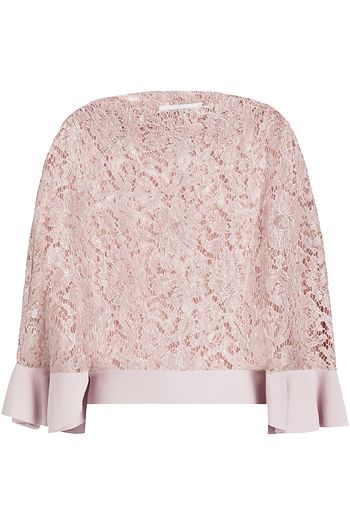 VALENTINO Cape-effect metallic corded lace top