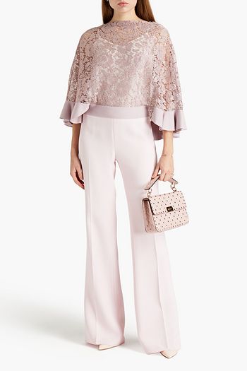 VALENTINO Cape-effect metallic corded lace top