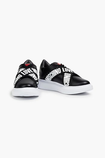 LOVE MOSCHINO Logo-print leather sneakers
