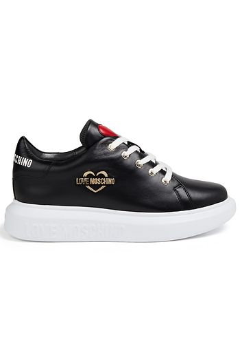 LOVE MOSCHINO Logo-appliquéd leather sneakers