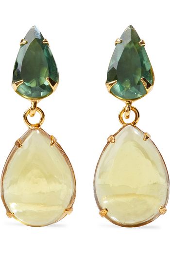BOUNKIT 14-karat gold-plated, citrine and amethyst earrings