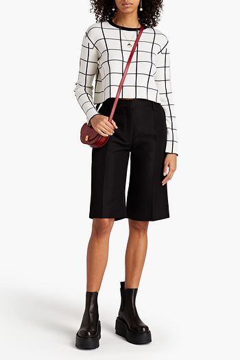 VALENTINO Cropped Pullover aus Wolle mit Karomuster