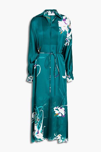 CARINE GILSON Belted floral-print silk robe