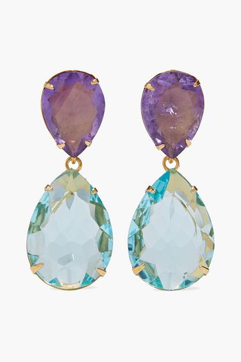 BOUNKIT Goldfarbene Ohrringe mit Amethyst und Quarz