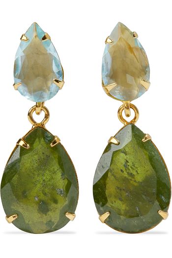 BOUNKIT Gold-tone, quartz and idocrase earrings