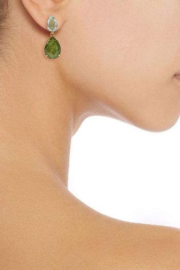 BOUNKIT Gold-tone, quartz and idocrase earrings