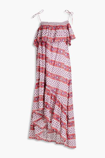 ANTIK BATIK Austin asymmetric ruffled floral-print cotton dress