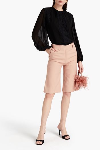 GIAMBATTISTA VALLI Lace-trimmed silk-crepe blouse