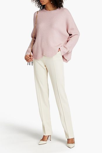 VALENTINO Oversized-Pullover aus Wolle mit Muschelsaum