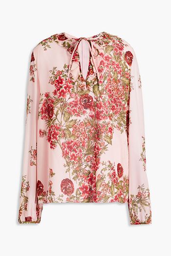 GIAMBATTISTA VALLI Ruffled floral-print silk-voile blouse