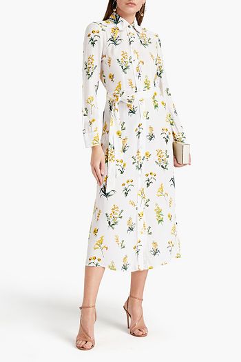 GOAT Livia floral-print crepe de chine midi shirt dress