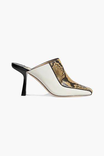 JIMMY CHOO Marcel smooth and snake-effect leather mules