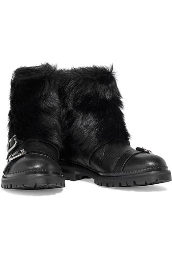 JIMMY CHOO Hank shearling-lined textured-leather ankle boots