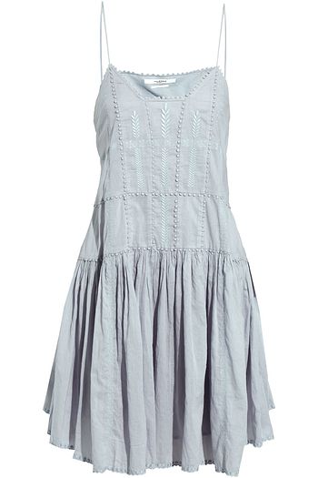 ISABEL MARANT ÉTOILE Amelie gathered embroidered cotton-voile mini slip dress