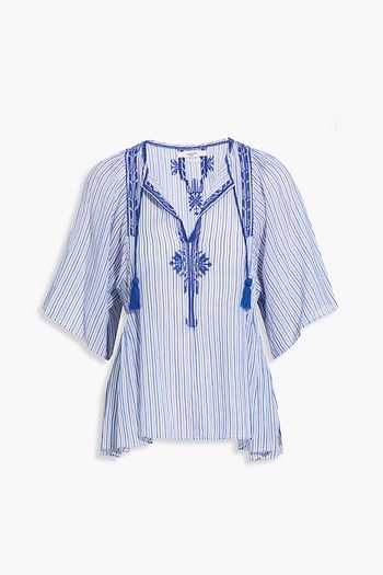 ISABEL MARANT ÉTOILE Joya embroidered striped cotton-gauze top