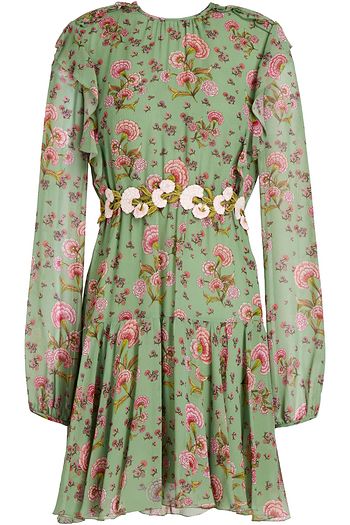 GIAMBATTISTA VALLI Minikleid aus Seidenchiffon mit floralem Print und Stickereien
