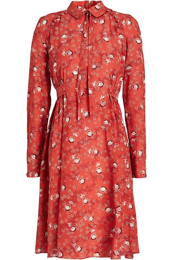 VALENTINO Floral-print silk crepe de chine shirt dress