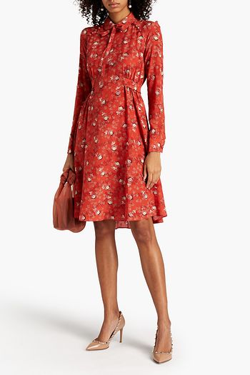 VALENTINO Floral-print silk crepe de chine shirt dress