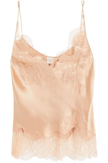 CARINE GILSON Lace-trimmed silk-satin camisole