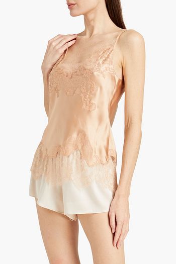 CARINE GILSON Lace-trimmed silk-satin camisole