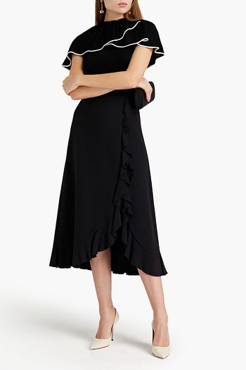 GIAMBATTISTA VALLI Ruffle-trimmed crepe midi skirt