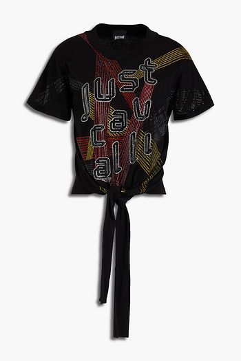 JUST CAVALLI Crystal-embellished cotton-jersey T-shirt