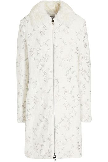 GIAMBATTISTA VALLI Shearling-trimmed embroidered cotton-blend bouclé-tweed coat