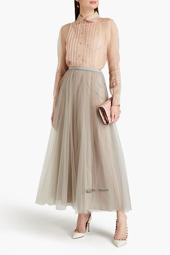 VALENTINO Gathered tulle maxi skirt