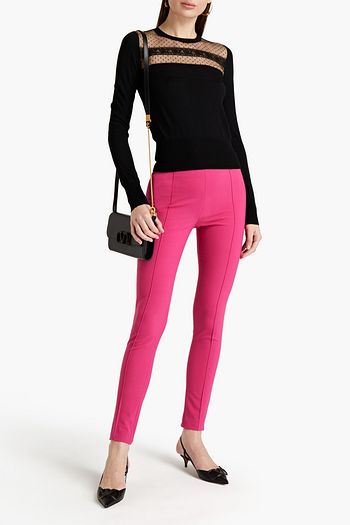 VALENTINO Wollpullover mit Point d'Esprit-Besatz