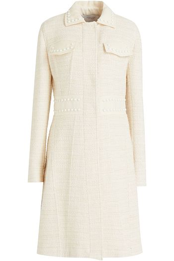 GIAMBATTISTA VALLI Crepe-paneled studded bouclé-tweed coat