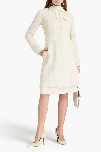 GIAMBATTISTA VALLI Crepe-paneled studded bouclé-tweed coat