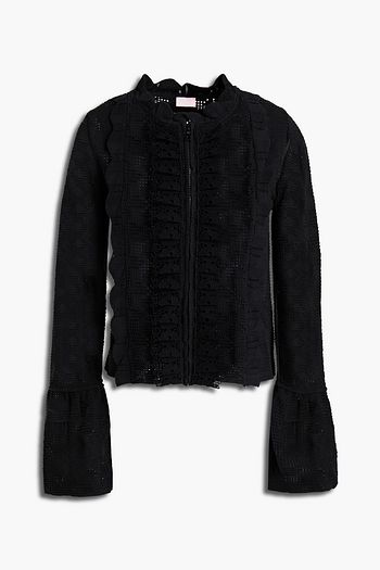 GIAMBA Ruffle-trimmed crocheted cotton-blend cardigan