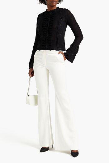 GIAMBA Ruffle-trimmed crocheted cotton-blend cardigan