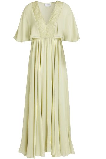 GIAMBATTISTA VALLI Lace-trimmed gathered silk-chiffon midi dress