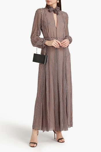 GIAMBATTISTA VALLI Plissiertes Maxikleid aus Seiden-Georgette mit Polka-Dots und Schluppe